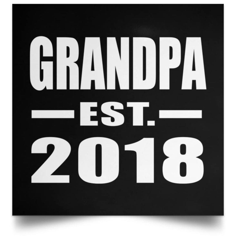 Designsify Gifts, Grandpa Established EST. 2018, Poster Square 16x16 inch Photo Paper Print Wall Decoration - for Birthday Anniversary Christmas Mothers Day Fathers Day Party, to Men Women Him Her