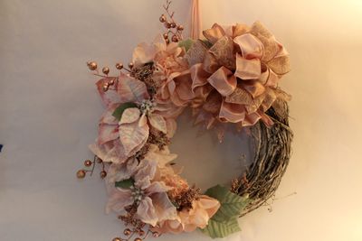 Blush Pink Christmas Wreath, Pink Christmas Wreath, Poinsettia Wreath, Front Door Wreath, Back Door Wreath, Indoor Wreath, Pink Wreath