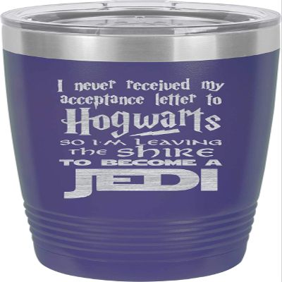 BeeGeeTees I Never Received My Acceptance Letter To Wizard Inspired 20 oz Funny Insulated Tumbler Laser Engraved Unbreakable Beverage Cup With Lid Multiple Colors (Matte Purple)