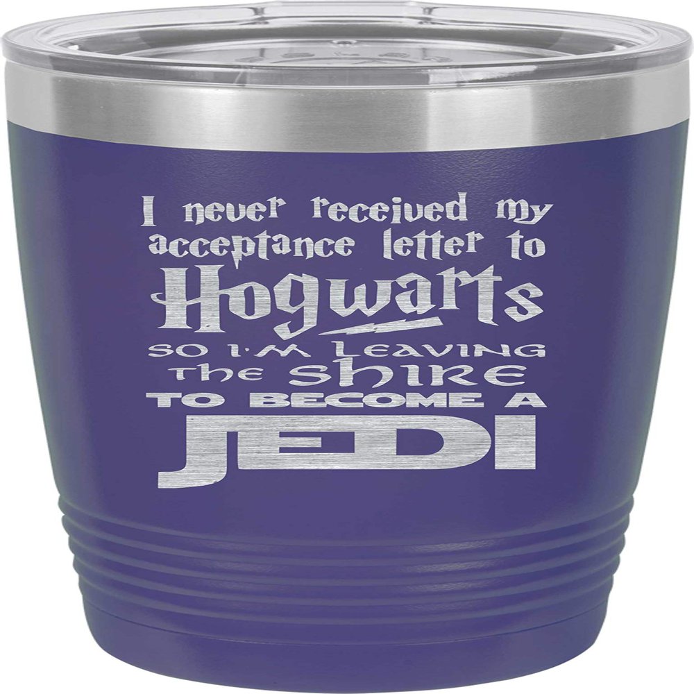 BeeGeeTees I Never Received My Acceptance Letter To Wizard Inspired 20 oz Funny Insulated Tumbler Laser Engraved Unbreakable Beverage Cup With Lid Multiple Colors (Matte Purple)