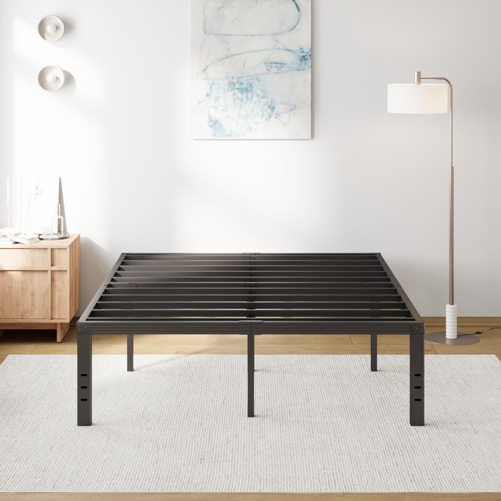 COMASACH Queen Bed Frame Heavy Duty,18" Black Metal Platform Bed Frame,Sturdy Steel Frames,No Box Spring Needed,Noise-Free,Easy Assembly