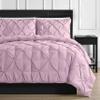 3 Piece Luxurious Pinch Pleated Duvet Cover with Zipper & Corner Ties 100% 100% Egyptian Cotton Pintuck Duvet Cover Set (120X98 Oversize King, Blush) view 2