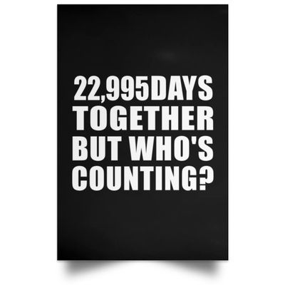 Designsify Gifts, 63rd Anniversary 22,995 Days Together But Who's Counting, Poster Portrait 12x18 inch Photo Paper Print Wall Decoration - for Birthday Christmas Mothers Day Fathers Day Party