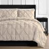 3 Piece Luxurious Pinch Pleated Duvet Cover with Zipper & Corner Ties 100% 100% Egyptian Cotton Pintuck Duvet Cover Set (Oversize Queen 100x100 Size, Taupe) view 2
