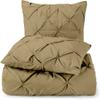 3 Piece Luxurious Pinch Pleated Duvet Cover with Zipper & Corner Ties 100% 100% Egyptian Cotton Pintuck Duvet Cover Set (All Queen 90x90 Size, Beige) view 1