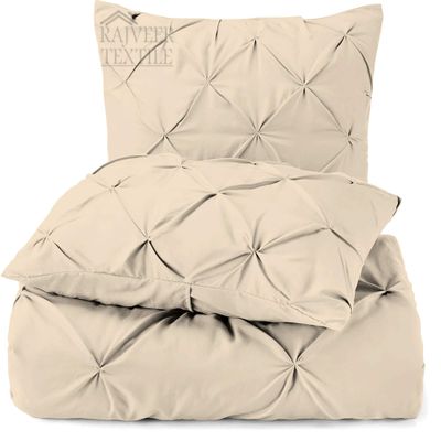 3 Piece Luxurious Pinch Pleated Duvet Cover with Zipper & Corner Ties 100% 100% Egyptian Cotton Pintuck Duvet Cover Set (All Queen 90x90 Size, Taupe)