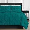 3 Piece Luxurious Pinch Pleated Duvet Cover with Zipper & Corner Ties 100% 100% Egyptian Cotton Pintuck Duvet Cover Set (120X98 Oversize King, Teal Blue) view 2