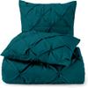 3 Piece Luxurious Pinch Pleated Duvet Cover with Zipper & Corner Ties 100% 100% Egyptian Cotton Pintuck Duvet Cover Set (120X98 Oversize King, Teal) view 1
