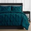 3 Piece Luxurious Pinch Pleated Duvet Cover with Zipper & Corner Ties 100% 100% Egyptian Cotton Pintuck Duvet Cover Set (120X98 Oversize King, Teal) view 2