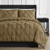 3 Piece Luxurious Pinch Pleated Duvet Cover with Zipper & Corner Ties 100% 100% Egyptian Cotton Pintuck Duvet Cover Set (120X98 Oversize King, Beige) view 2