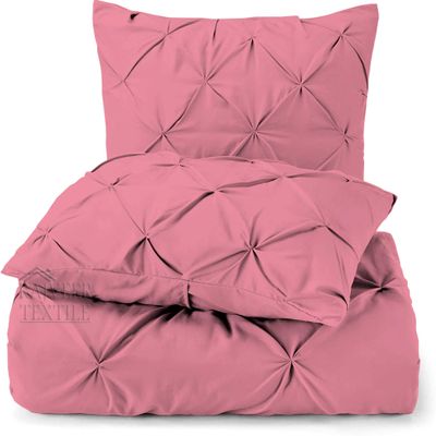 3 Piece Luxurious Pinch Pleated Duvet Cover with Zipper & Corner Ties 100% 100% Egyptian Cotton Pintuck Duvet Cover Set (92x102 King Size, Pink)