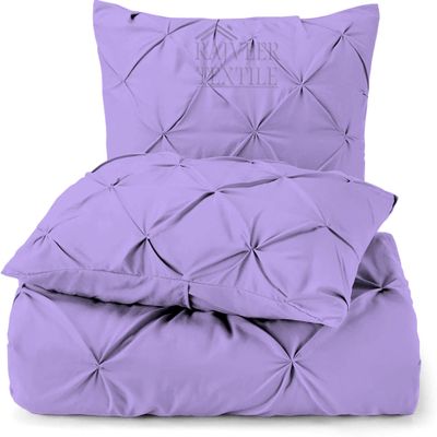 3 Piece Luxurious Pinch Pleated Duvet Cover with Zipper & Corner Ties 100% 100% Egyptian Cotton Pintuck Duvet Cover Set (Oversize Queen 100x100 Size, Lavender)