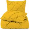 3 Piece Luxurious Pinch Pleated Duvet Cover with Zipper & Corner Ties 100% 100% Egyptian Cotton Pintuck Duvet Cover Set (92x102 King Size, Yellow) view 1