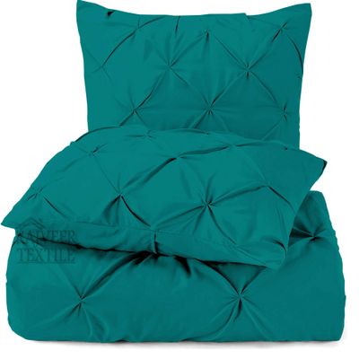 3 Piece Luxurious Pinch Pleated Duvet Cover with Zipper & Corner Ties 100% 100% Egyptian Cotton Pintuck Duvet Cover Set (92x102 King Size, Teal Blue)