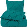 3 Piece Luxurious Pinch Pleated Duvet Cover with Zipper & Corner Ties 100% 100% Egyptian Cotton Pintuck Duvet Cover Set (All Queen 90x90 Size, Teal Blue) view 1