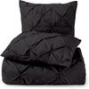 3 Piece Luxurious Pinch Pleated Duvet Cover with Zipper & Corner Ties 100% 100% Egyptian Cotton Pintuck Duvet Cover Set (Oversize Queen 100x100 Size, Black) view 1