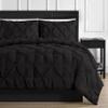 3 Piece Luxurious Pinch Pleated Duvet Cover with Zipper & Corner Ties 100% 100% Egyptian Cotton Pintuck Duvet Cover Set (Oversize Queen 100x100 Size, Black) view 2