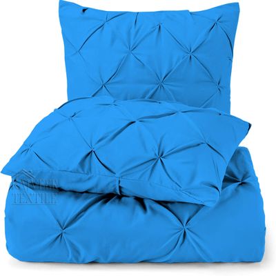3 Piece Luxurious Pinch Pleated Duvet Cover with Zipper & Corner Ties 100% 100% Egyptian Cotton Pintuck Duvet Cover Set (Oversize Queen 100x100 Size, Royal Blue)