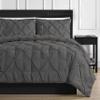3 Piece Luxurious Pinch Pleated Duvet Cover with Zipper & Corner Ties 100% 100% Egyptian Cotton Pintuck Duvet Cover Set (102x96 California King, Dark Grey) view 2