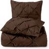 3 Piece Luxurious Pinch Pleated Duvet Cover with Zipper & Corner Ties 100% 100% Egyptian Cotton Pintuck Duvet Cover Set (Oversize Queen 100x100 Size, Chocolate) view 1
