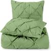 3 Piece Luxurious Pinch Pleated Duvet Cover with Zipper & Corner Ties 100% 100% Egyptian Cotton Pintuck Duvet Cover Set (All Queen 90x90 Size, Sage) view 1