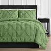 3 Piece Luxurious Pinch Pleated Duvet Cover with Zipper & Corner Ties 100% 100% Egyptian Cotton Pintuck Duvet Cover Set (All Queen 90x90 Size, Sage) view 2