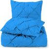 3 Piece Luxurious Pinch Pleated Duvet Cover with Zipper & Corner Ties 100% 100% Egyptian Cotton Pintuck Duvet Cover Set (120X98 Oversize King, Royal Blue) view 1