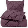 3 Piece Luxurious Pinch Pleated Duvet Cover with Zipper & Corner Ties 100% 100% Egyptian Cotton Pintuck Duvet Cover Set (120X98 Oversize King, Plum) view 1