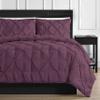 3 Piece Luxurious Pinch Pleated Duvet Cover with Zipper & Corner Ties 100% 100% Egyptian Cotton Pintuck Duvet Cover Set (120X98 Oversize King, Plum) view 2