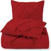 3 Piece Luxurious Pinch Pleated Duvet Cover with Zipper & Corner Ties 100% 100% Egyptian Cotton Pintuck Duvet Cover Set (Oversize Queen 100x100 Size, Red) view 1