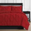 3 Piece Luxurious Pinch Pleated Duvet Cover with Zipper & Corner Ties 100% 100% Egyptian Cotton Pintuck Duvet Cover Set (Oversize Queen 100x100 Size, Red) view 2