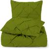 3 Piece Luxurious Pinch Pleated Duvet Cover with Zipper & Corner Ties 100% 100% Egyptian Cotton Pintuck Duvet Cover Set (120X98 Oversize King, Olive Green) view 1
