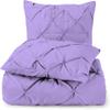 3 Piece Luxurious Pinch Pleated Duvet Cover with Zipper & Corner Ties 100% 100% Egyptian Cotton Pintuck Duvet Cover Set (92x102 King Size, Lavender) view 1