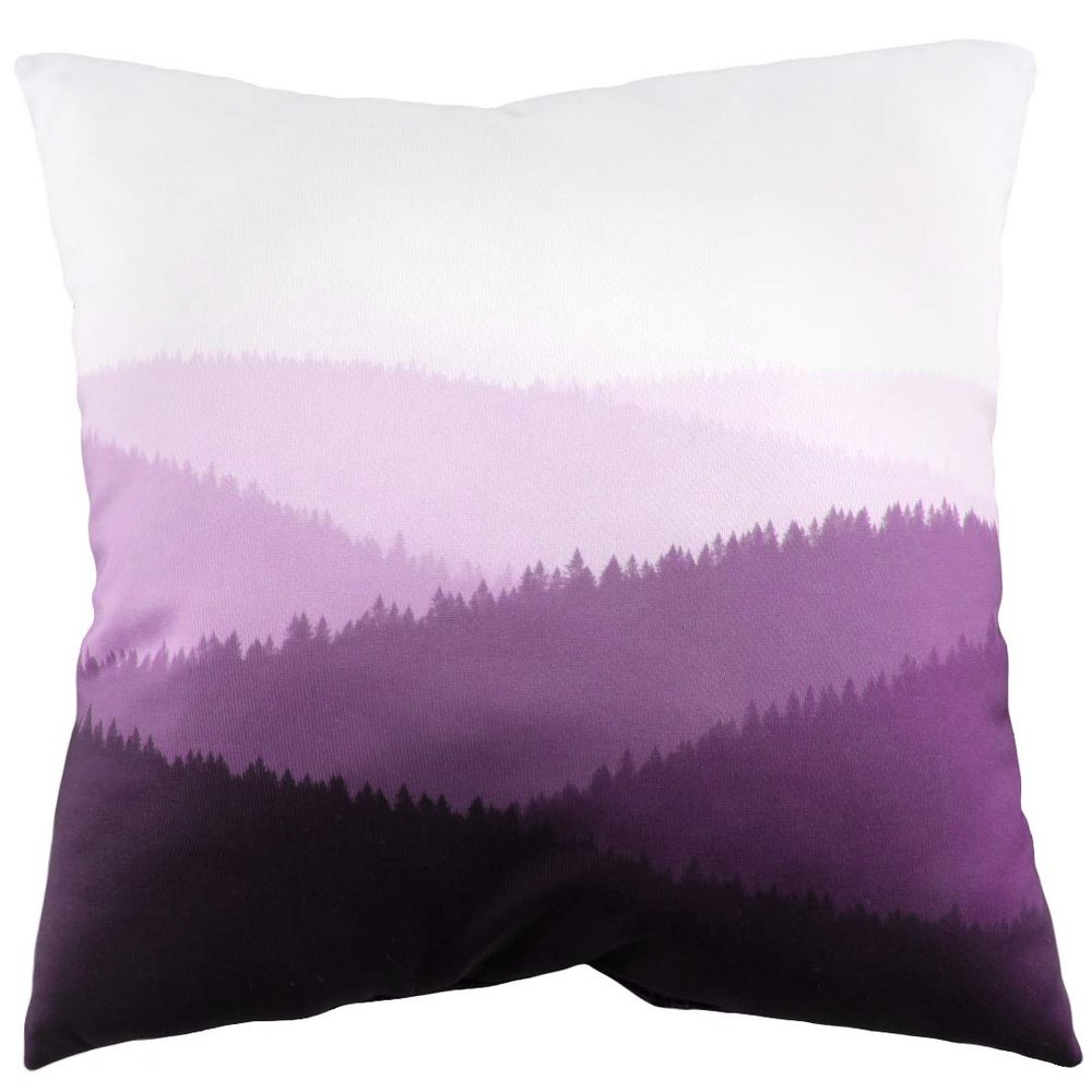 College Covers Hills Pillow, 16" X 16", Purple