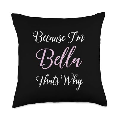 Bella Name Personalized Women Cute Pink Girl Custom Throw Pillow