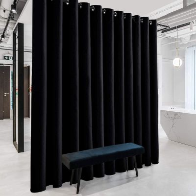 RYB HOME Extra Wide Curtain - Blackout Room Divider Curtains Portable Energy Saving Privacy Divider Shades for Patio Door Hallway Office Apartment Home Theater Doorway,1 Pc, Black, W 20ft x L 9ft
