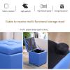 Daoyuan Square Storage Upholstered Footstool, PU Leather Makeup Dressing Stool,Shoe Bench Vanity Stool Piano Seat Ottoman Functional Stool Sofa Stool view 3
