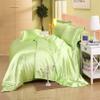 Selection Bedding - Luxurious Ultra Soft Silky Satin - 4 PC Bed Sheet Set - 15" Deep Pocket Fitted Sheet with Duvet Cover, 2PC Pillowcases - Sage Twin view 1