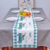 Teal Green Table Runner, 14 x 72 inch Farm Truck Carrying Dog Flower Turquoise White Buffalo Plaid Table Runner for Holiday Family Dinner, Farmhouse, Indoor or Outdoor Parties(Cotton-Polyester Blend) view 3