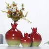 Flower Arrangement Red Vase Set, Creative Pomegranate Shape Fresh Flowers Dried Flowers Decorative Vase Three-Piece Suit Rose vases (Color : Red) view 4