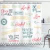 Ambesonne Adventure Shower Curtain, Various Words on Happiness and Self Value Uplifting Phrases Being Who You are, Cloth Fabric Bathroom Decor Set with Hooks, 69" W x 84" L, Blue Seafoam view 1