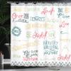 Ambesonne Adventure Shower Curtain, Various Words on Happiness and Self Value Uplifting Phrases Being Who You are, Cloth Fabric Bathroom Decor Set with Hooks, 69" W x 84" L, Blue Seafoam view 3