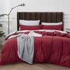 3 Pc Duvet Cover and Pillow Shams Set 100% Organic Cotton Premium Quality 600 Thread Counts 4 Corner Ties & Zipper Closure Protective Design, Ultra Soft Oversized King-Burgundy Duvet Cover Set view 1