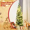GOFLAME 5 FT Pencil Slim Christmas Tree, Artificial Christmas Tree with Foldable Metal Stand and PVC Material, Perfect Holiday Decoration for Home and Office, Green view 3