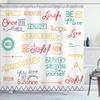 Ambesonne Adventure Shower Curtain, Various Words on Happiness and Self Value Uplifting Phrases Being Who You are, Cloth Fabric Bathroom Decor Set with Hooks, 69" W x 84" L, Jade Green view 1