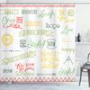 Ambesonne Adventure Shower Curtain, Various Words on Happiness and Self Value Uplifting Phrases Being Who You are, Cloth Fabric Bathroom Decor Set with Hooks, 69" W x 84" L, Mustard White view 1
