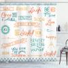 Ambesonne Adventure Shower Curtain, Various Words on Happiness and Self Value Uplifting Phrases Being Who You are, Cloth Fabric Bathroom Decor Set with Hooks, 69" W x 84" L, Cinnamon view 1