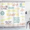 Ambesonne Adventure Shower Curtain, Various Words on Happiness and Self Value Uplifting Phrases Being Who You are, Cloth Fabric Bathroom Decor Set with Hooks, 69" W x 84" L, Dark Teal view 1