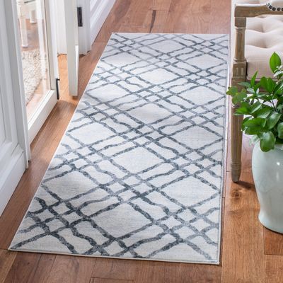 Martha Stewart x SAFAVIEH Area Rug Collection - 2'2" x 7' Runner, Ivory & Grey, Non-Shedding & Easy Cleaning, Ideal for Living Room, Bedroom, Office, Hallway (MSR0957B)
