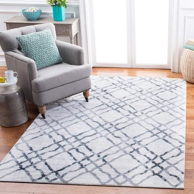 Martha Stewart x SAFAVIEH Area Rug Collection - 6'7" Square, Ivory & Grey, Non-Shedding & Easy Cleaning, Ideal for Living Room, Bedroom, Office, Dining Space (MSR0957B)